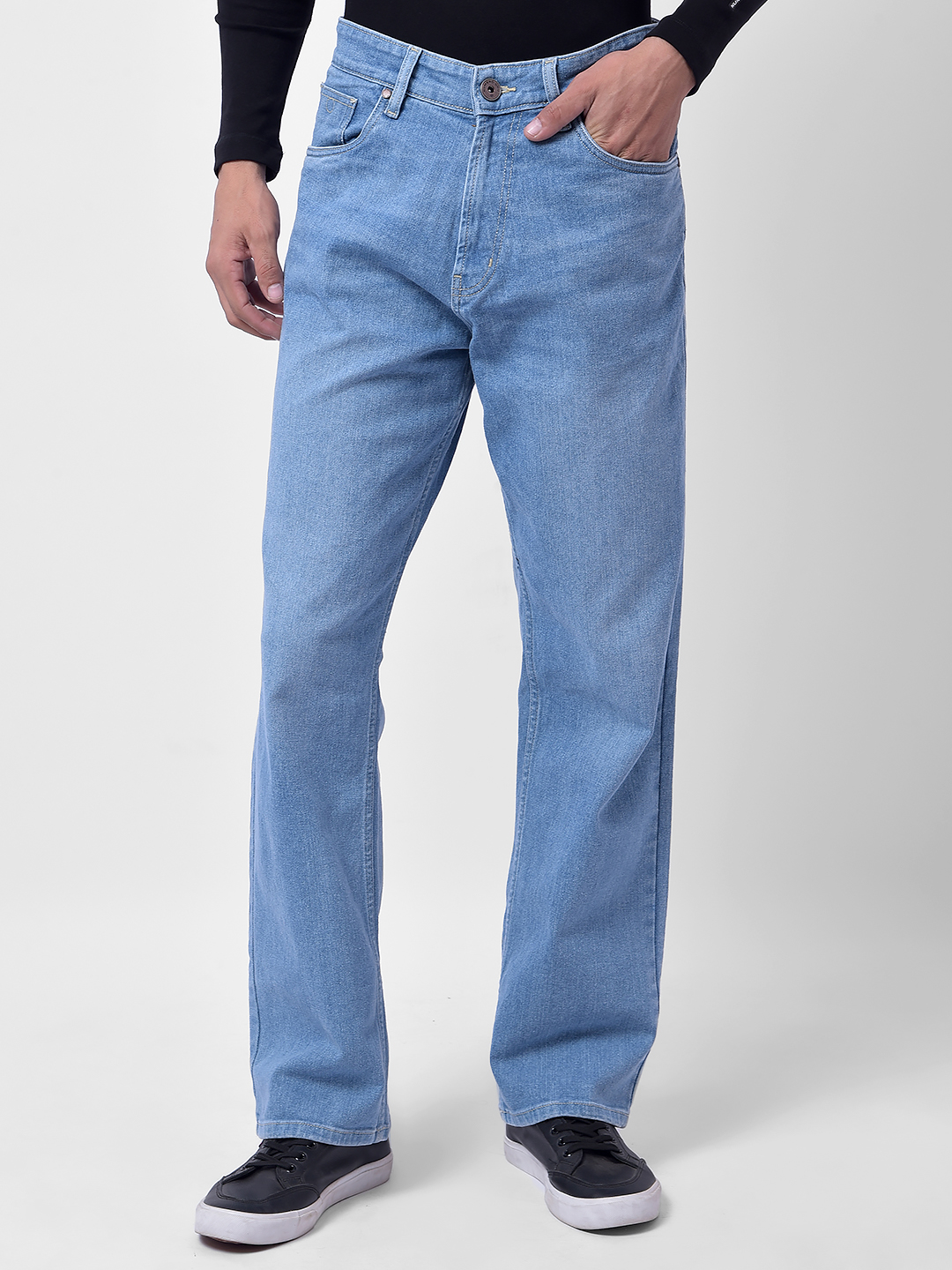 Numero Uno Men Light Blue Wide-Leg Sustainable Jeans